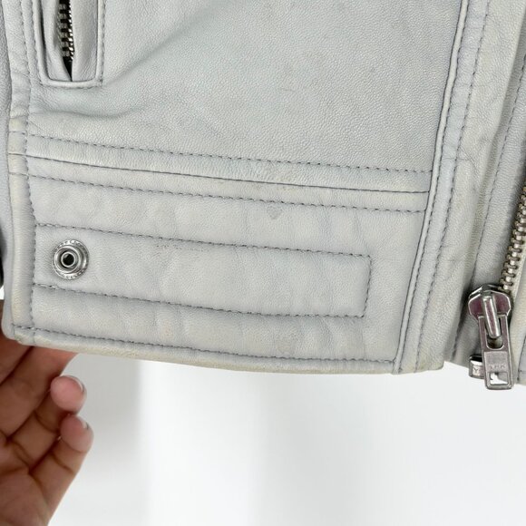 Iro Luiga Gray Leather Moto Biker Jacket - Picture 8 of 14